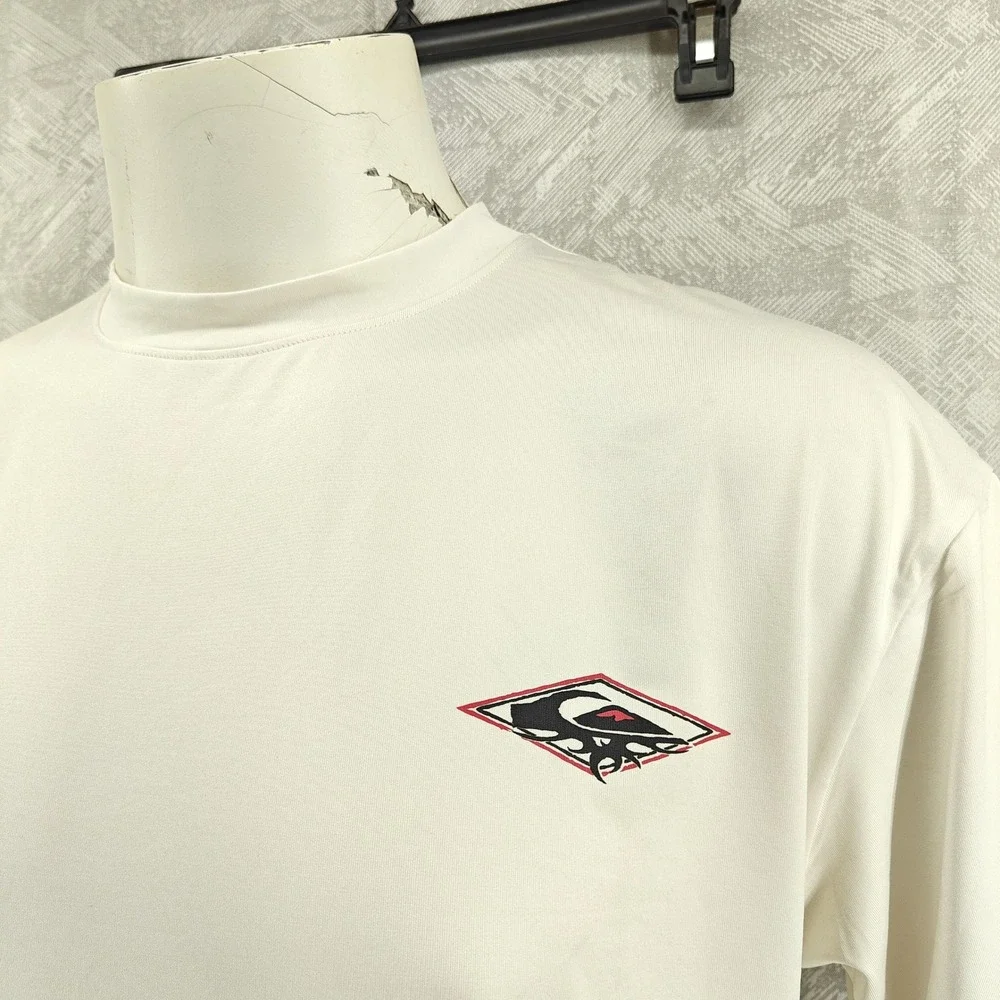 Quiksilver Rash Guard Men L Cream UPF 50+ Sun Protection Surf Swim Shirt Beach